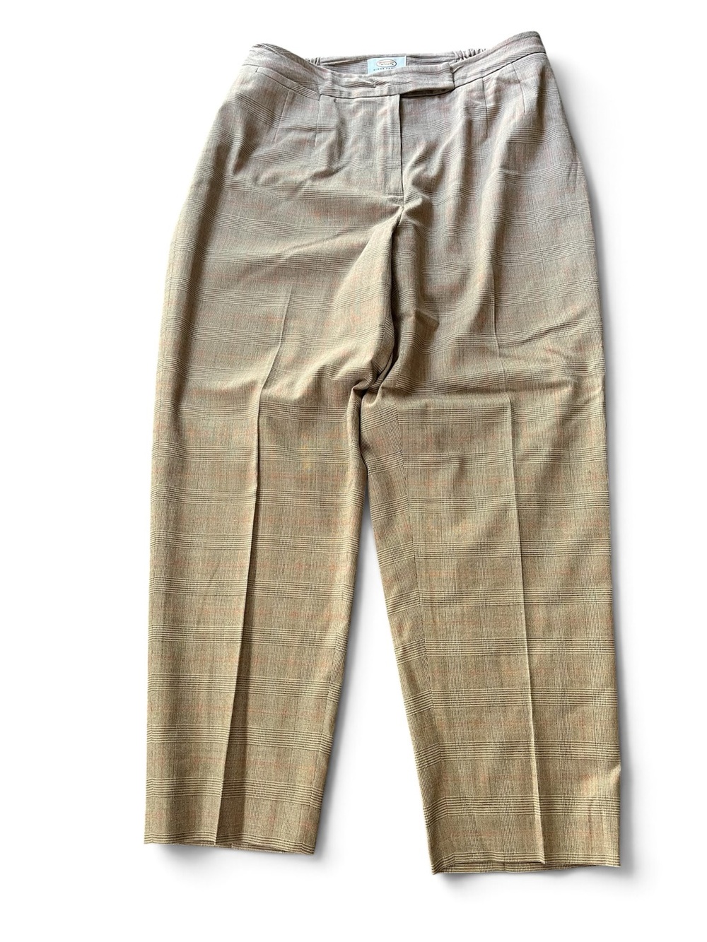 Talbots Beige Plaid Pants with Orange Trim